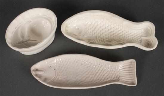 Appraisal: Two Staffordshire creamware dish-form jelly molds and a Wedgwood creamware