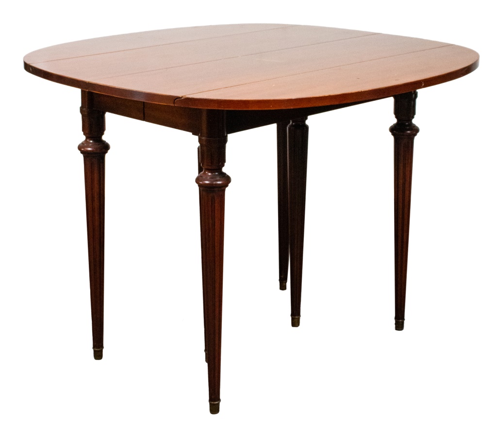 Appraisal: REGENCY STYLE MAHOGANY DROP LEAF DINING TABLE Regency style mahogany