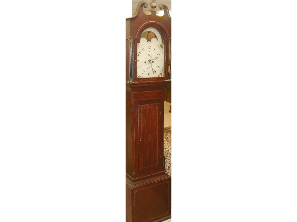 Appraisal: Good mahogany single weight driven drop dial wall clock the