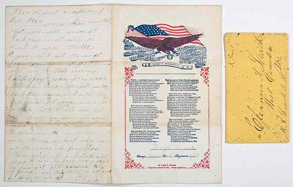 Appraisal: Civil War - Manuscripts Civil War Letters from Pvt Frances