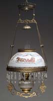 Appraisal: HOLIDAY HANGING LIBRARY LAMP Wonderful hanging library lamp has ornate