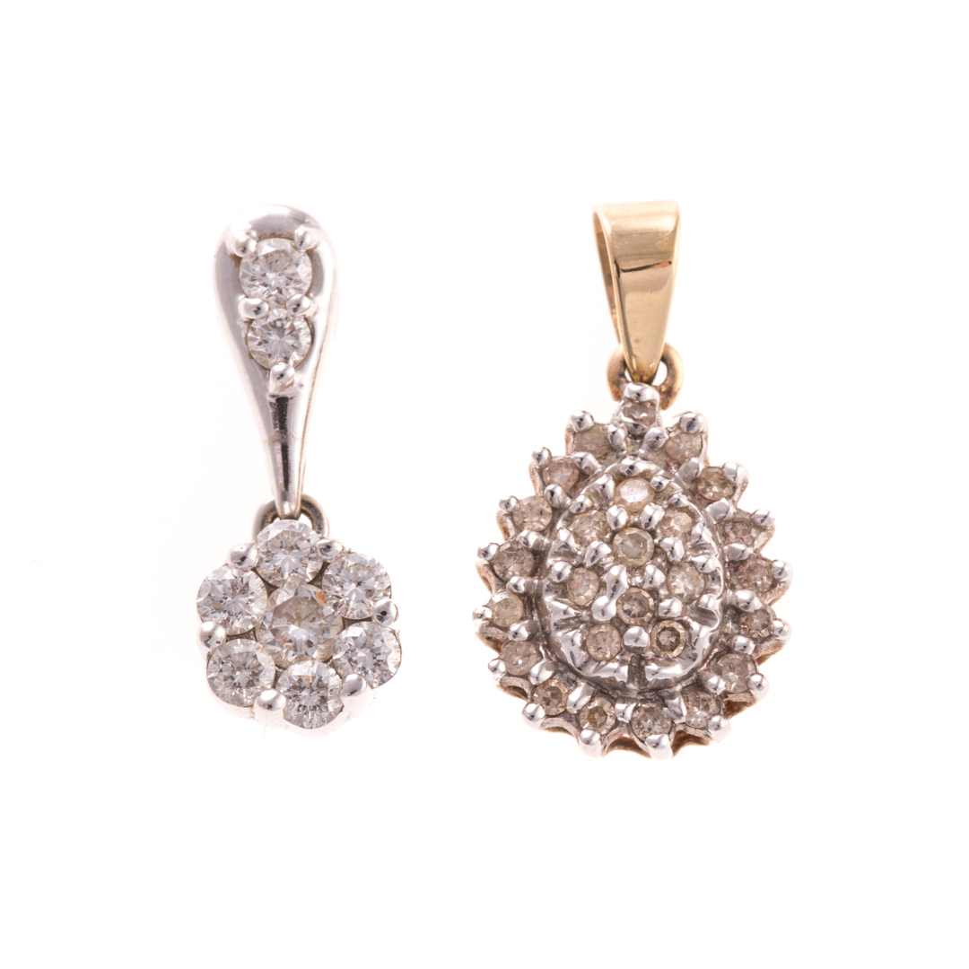 Appraisal: Two Lady's Diamond Pendants in K Gold K white gold