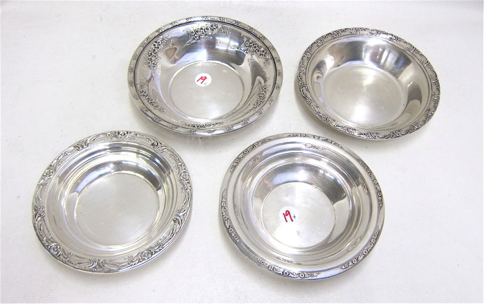 Appraisal: FOUR ASSORTED STERLING SILVER BOWLS Wallace Larkspur pattern - D