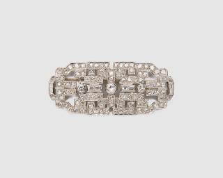 Appraisal: Platinum and Diamond Brooch Platinum and Diamond Broochthe Art Deco