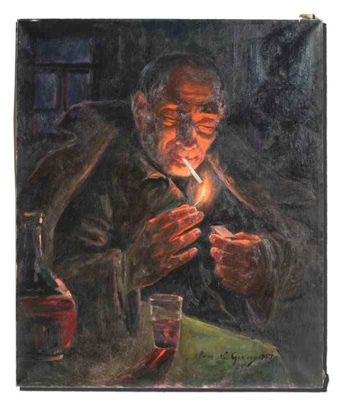 Appraisal: GARIKOW Ivan I American Austrian - Man Smoking at a