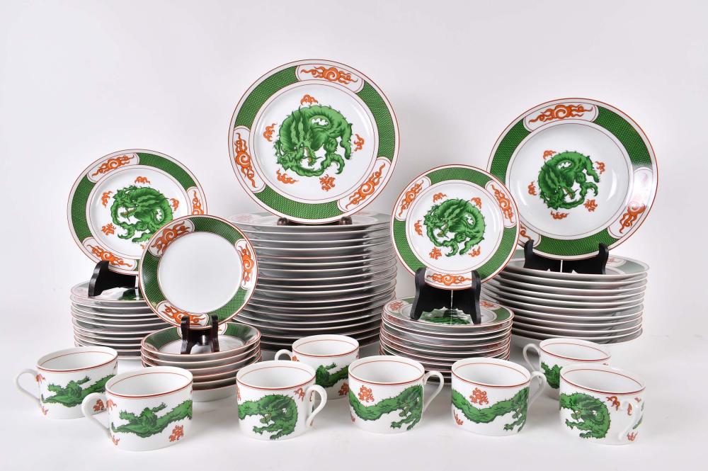 Appraisal: FITZ FLOYD DRAGON CREST PORCELAIN PART DINNER SERVICEModern The undersides