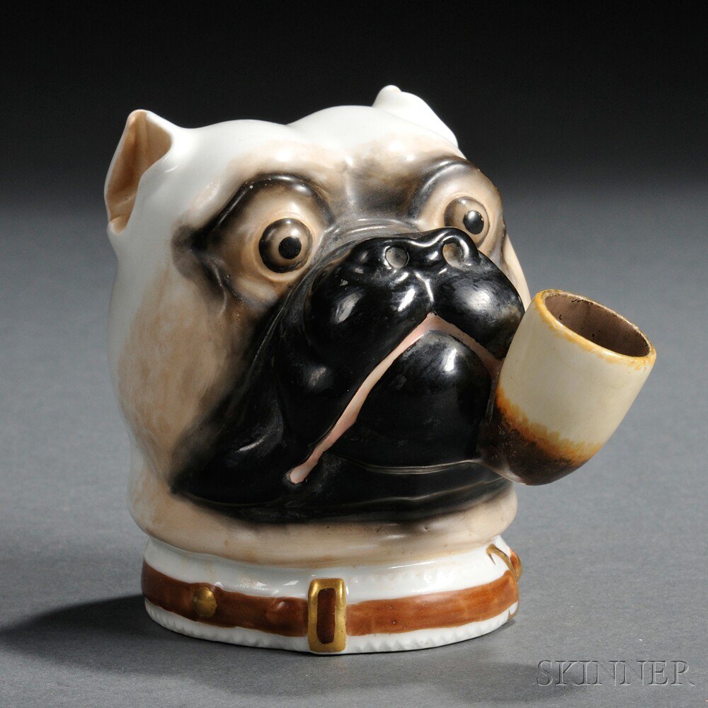 Appraisal: Wedgwood Bone China Pug Inkwell England polychrome enamel and gilt