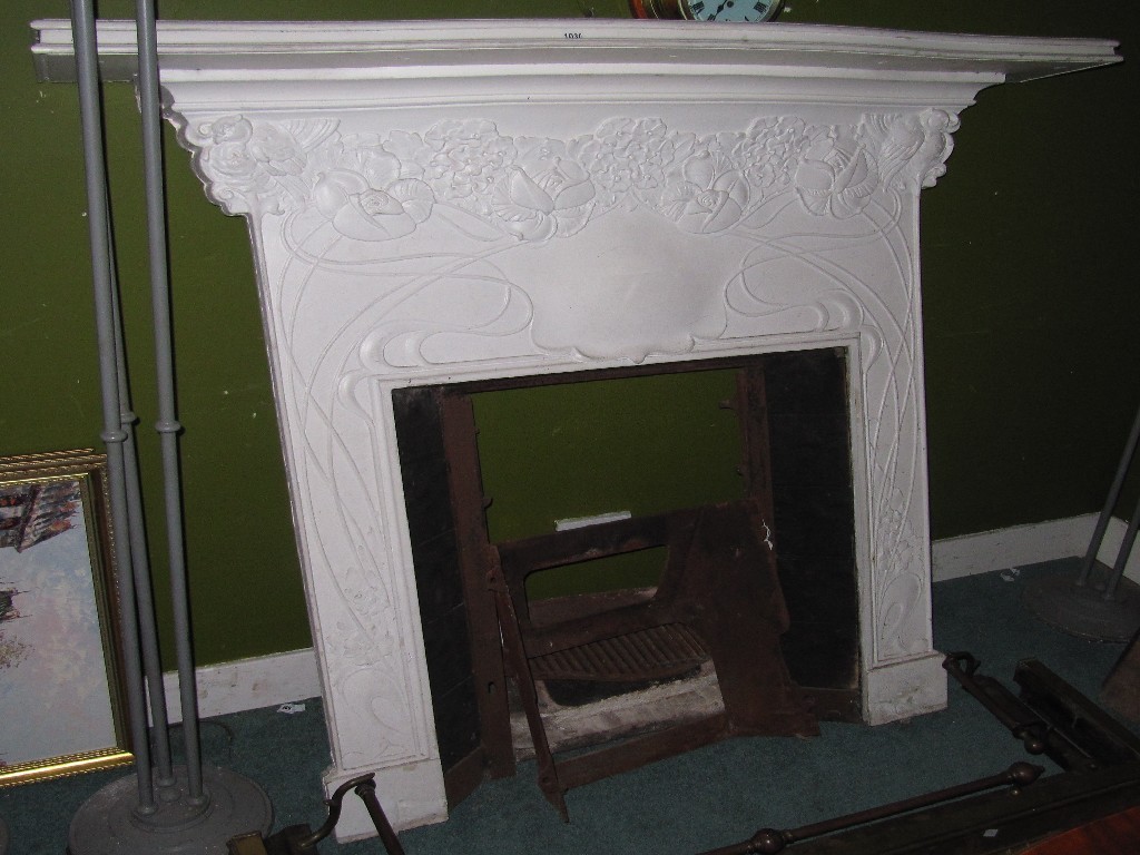 Appraisal: Art Nouveau cast iron fire surround