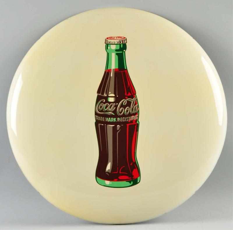 Appraisal: White Tin Coca-Cola Button Sign Description Beautiful example Only slightly