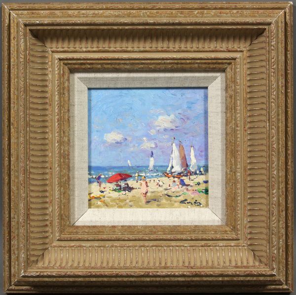 Appraisal: Niek Van der Plas Dutch b beach scene oil on