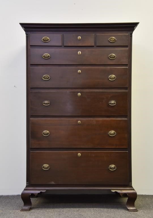 Appraisal: Pennsylvania Chippendale walnut high case circa h x w x