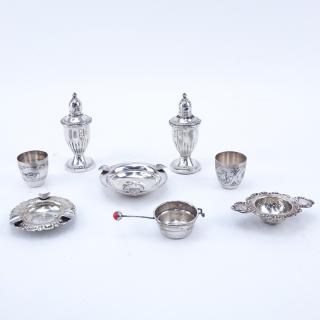 Appraisal: Grouping of Sterling Silver and Silver Tableware Shakers are weighted