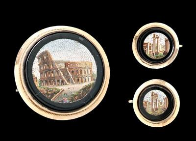 Appraisal: Micromosaic jewelry suite three pieces brooch finely detailed image of