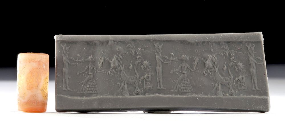 Appraisal: Assyrian Banded Jasper Cylinder Seal Holiday Shipping Deadlines USA Domestic