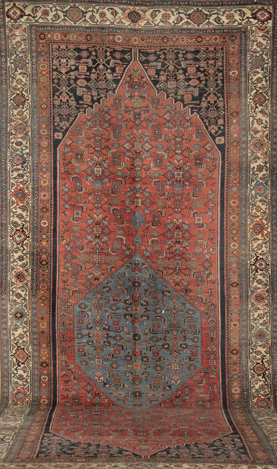 Appraisal: Heriz Rug Second Quarter th Century Red ground with herati