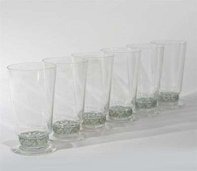 Appraisal: Dampierre' No set of six Lalique clear and stained glass