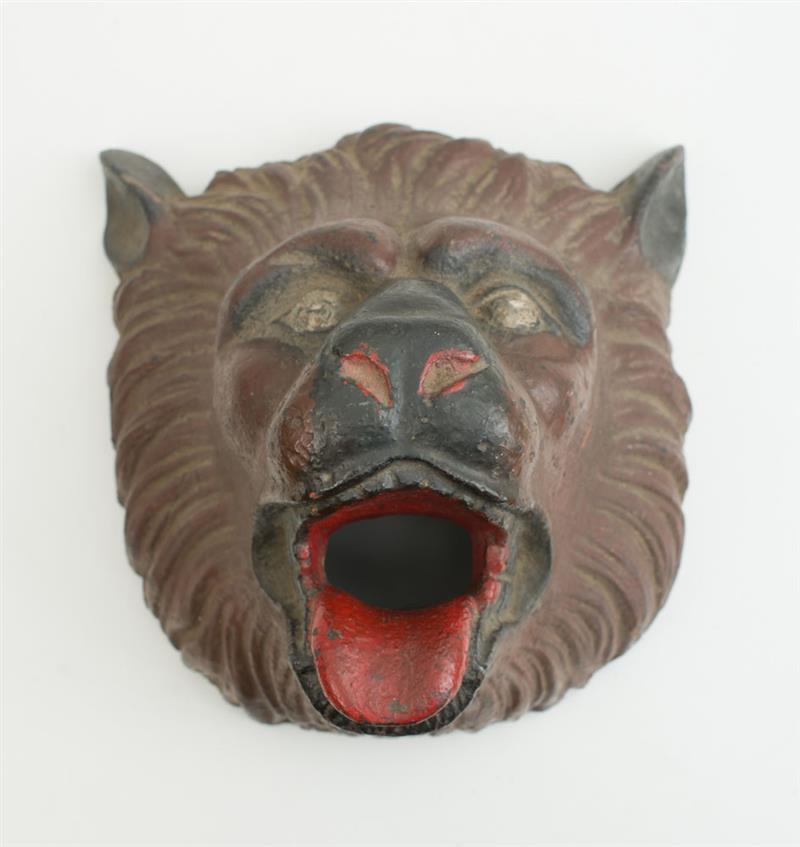 Appraisal: PAINTED CAST-IRON LION HEAD-FORM WALL MOUNT x x in Estimate