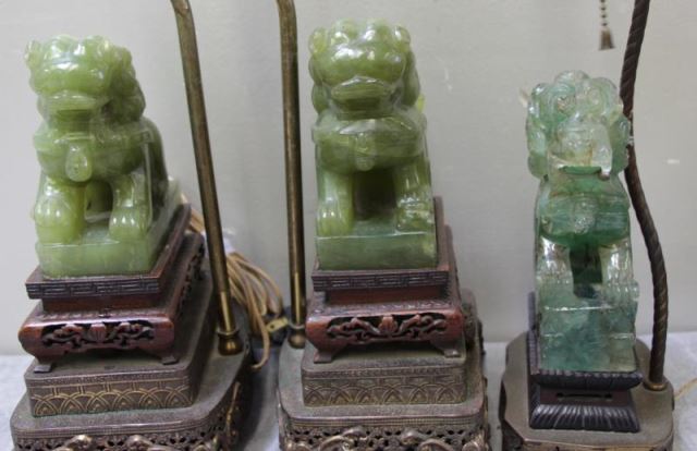 Appraisal: Lot of Assorted Vintage Asian Lamps Including hardstone foo dog