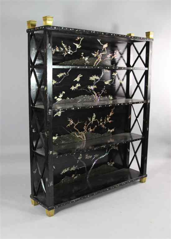 Appraisal: A late th century European Japanese lacquered open shelf probably