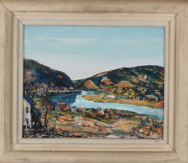 Appraisal: Delaware River Hills oil on masonite x SLL W E