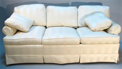 Appraisal: COLONY HOUSE THREE CUSHION WHITE SOFA probably by Hickory h