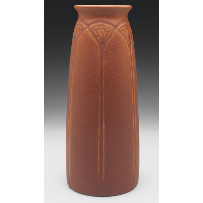 Appraisal: Rookwood vase large tapered shape withan incised geometric design in