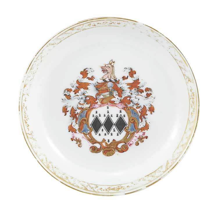 Appraisal: Chinese Export Armorial Porcelain Dish Circa Centering the arms of