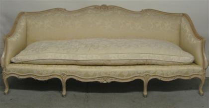 Appraisal: Louis XV style painted walnut settee don ruseau new york