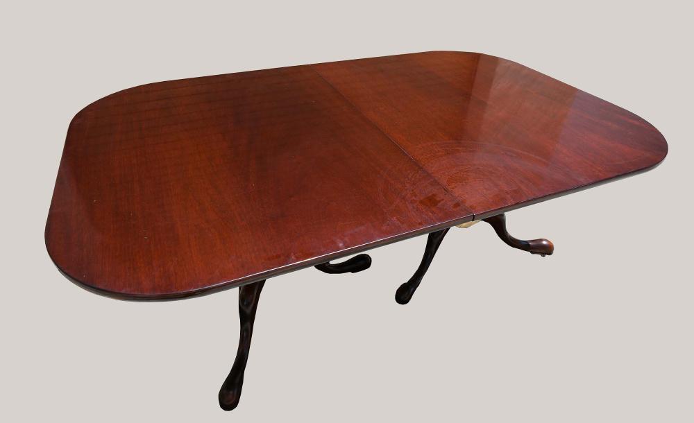 Appraisal: GEORGE III STYLE MAHOGANY -PEDESTAL DINING TABLEModern made by William