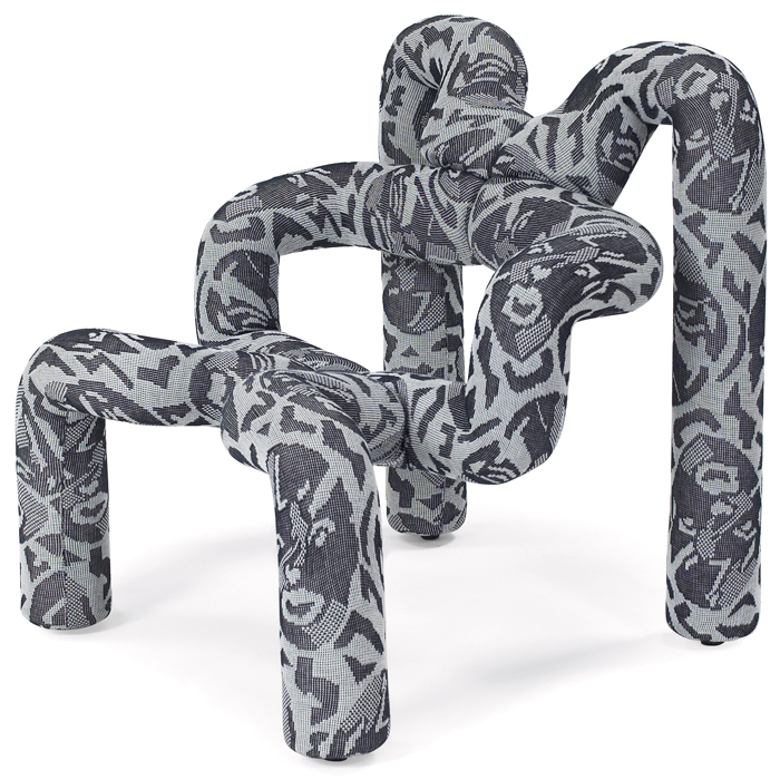 Appraisal: Terje Ekstrom ''Ekstrem'' chair Norway open framework chair of fabric-covered