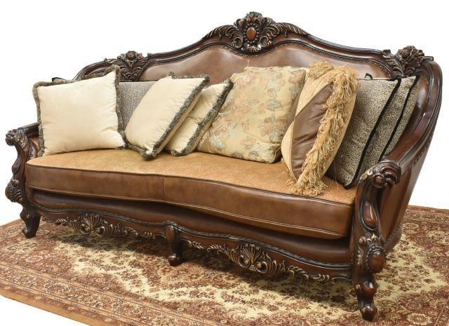 Appraisal: Large French style sofa late th c parcel gilt frame