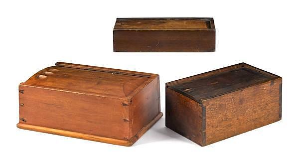 Appraisal: Three Pennsylvania slide lid boxes th c to include a