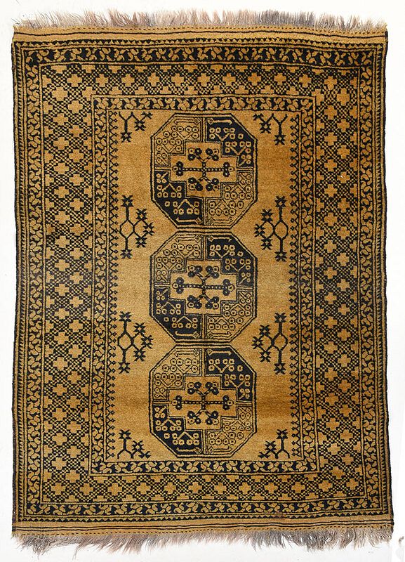 Appraisal: Afghanistan Rug mid th century three octagonal central medallions on