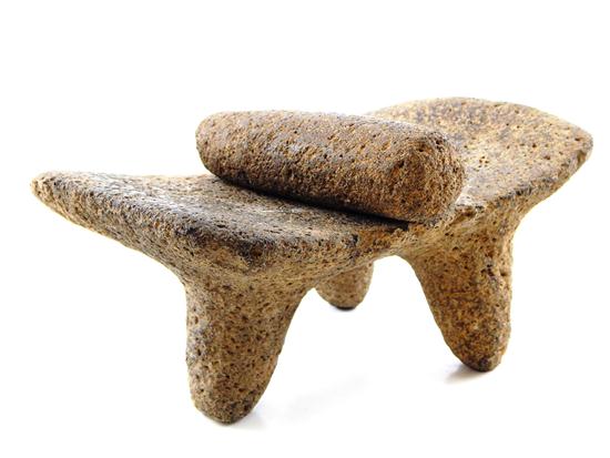 Appraisal: TRIBAL Pre-Columbian pestle and elevated plane carved from porous volcanic