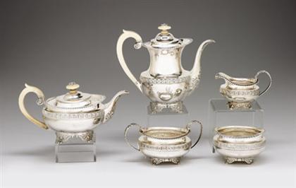 Appraisal: Assembled George IV American sterling silver five piece tea coffee