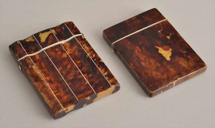 Appraisal: TWO VICTORIAN INLAID-TORTOISESHELL CARD CASES The one with fluted surface