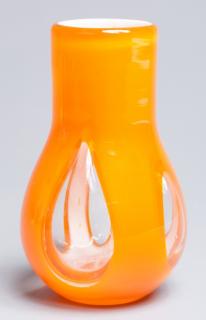 Appraisal: Murano Inspired Hand Blown Glass Vase Orange with clear accents