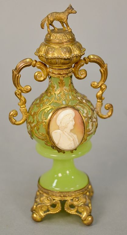 Appraisal: French Opaline glass perfume bottle ormolu mounted with cameo on