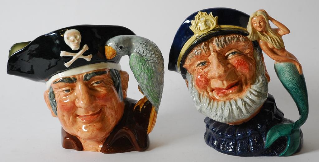 Appraisal: TWO ROYAL DOULTON LARGE SIZED POTTERY CHARACTER JUGS 'Long John