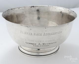 Appraisal: Sterling silver trophy bowl for the Fairfax Race Association presented