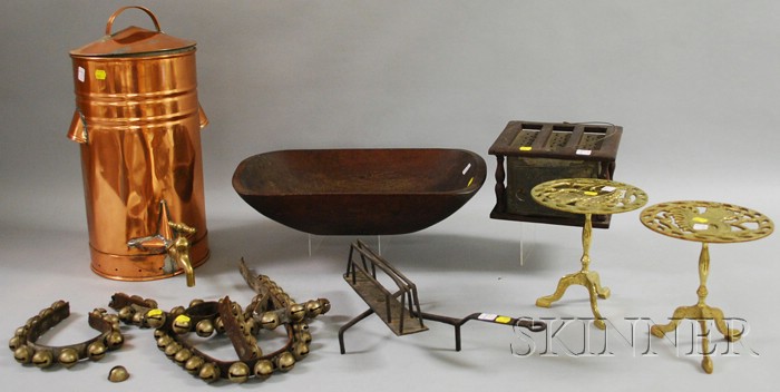 Appraisal: Seven Assorted Country Metal and Wooden Hearth and Domestic Items