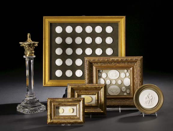 Appraisal: Shadowboxed Collection of Nineteen English Plaster Intaglios after Antique gems