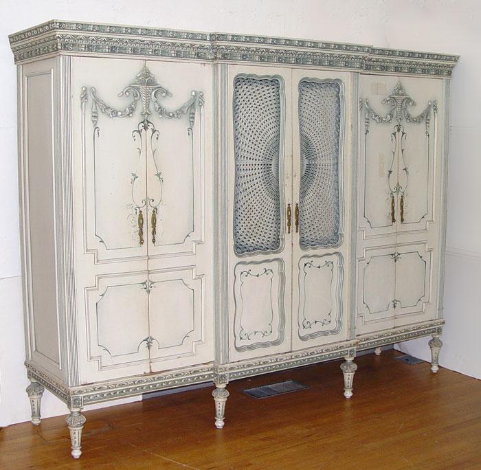 Appraisal: TRIPLE FRONT SHABBY ELEGANT FRENCH ARMOIRE Three series of double