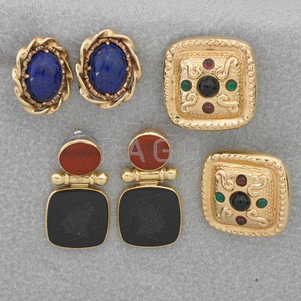 Appraisal: THREE PAIRS GOLD EARRINGS Condition Report