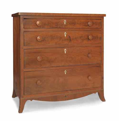 Appraisal: Southern Federal walnut chest of drawers ca with eagle inlaid