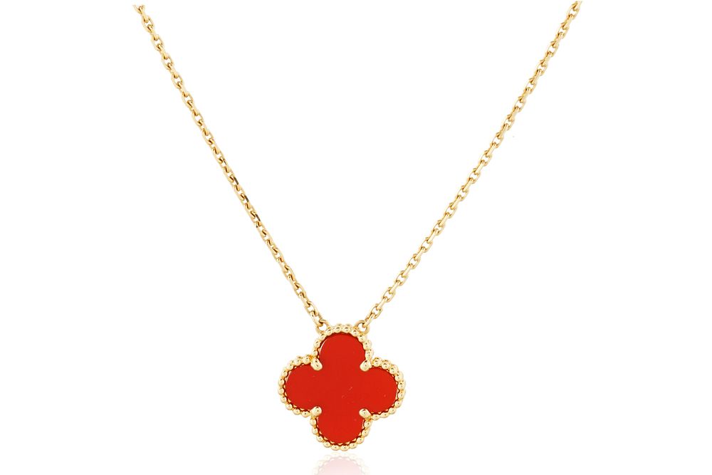 Appraisal: A VAN CLEEF ARPELS K GOLD AND CARNELIAN ALHAMBRA PENDANT