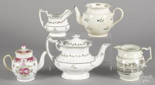 Appraisal: Five English porcelain teawares th c tallest - ''