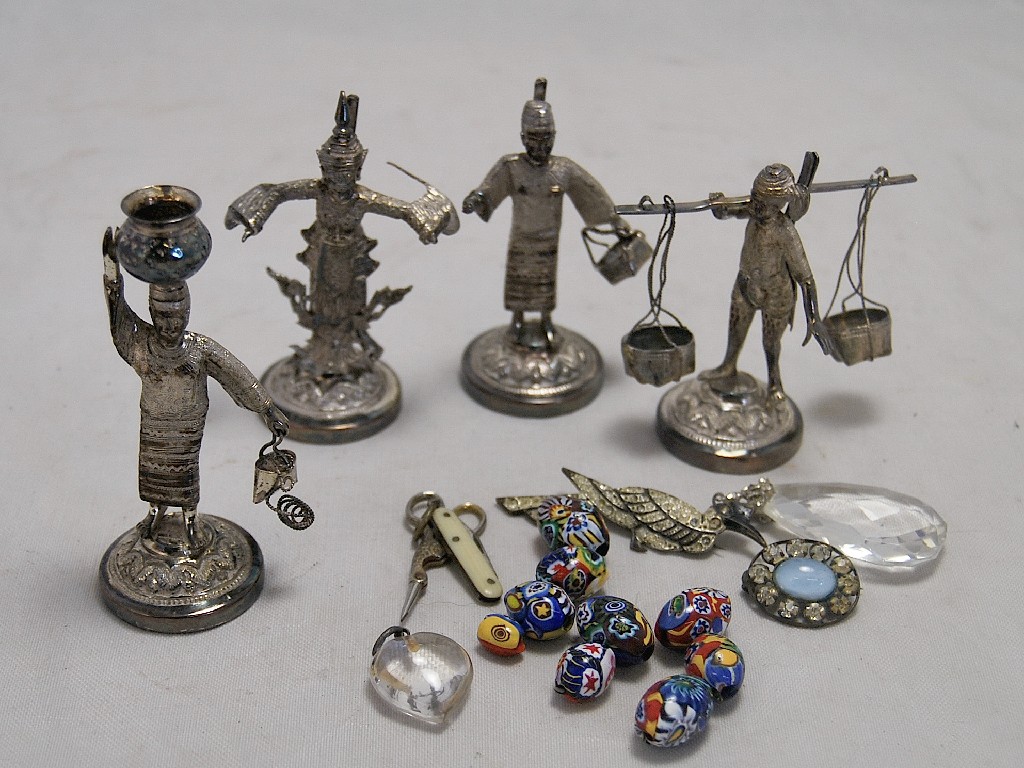 Appraisal: Collection of various items including four Eastern white metal figures