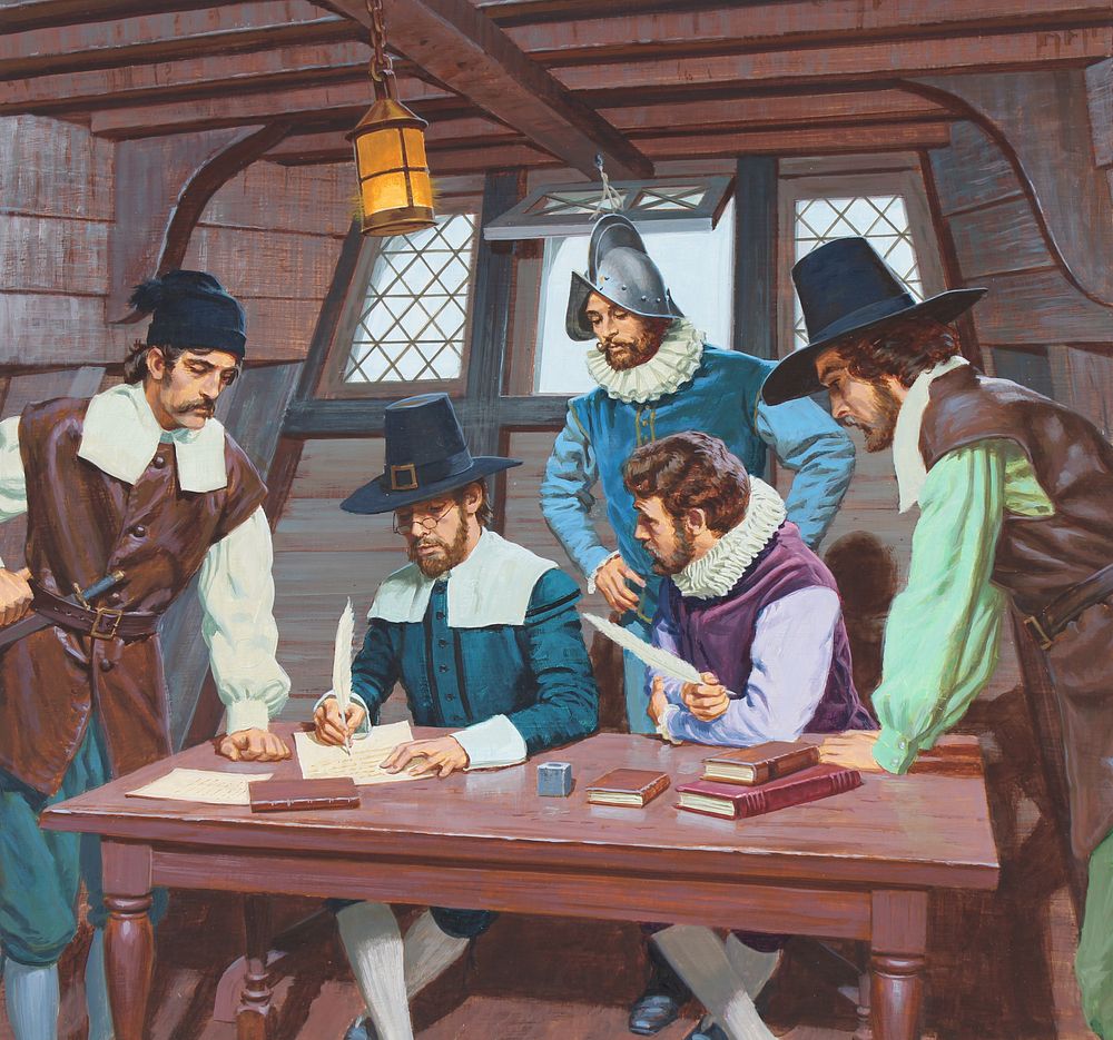 Appraisal: Ed Vebell - Signing Mayflower Compact Ed Vebell American -