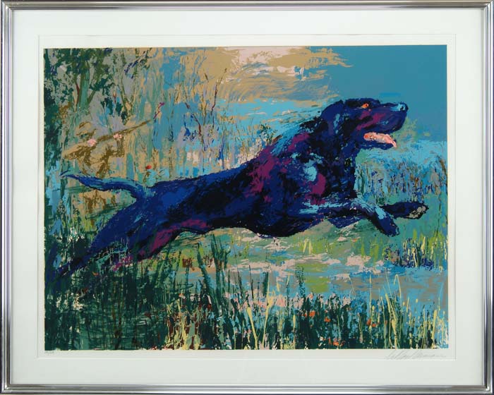 Appraisal: LEROY NEIMAN American BLACK LABRADOR Limited edition color serigraph depicts